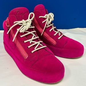 giuseppe zanotti fushia pink suede sneakers EU 38/ US 8